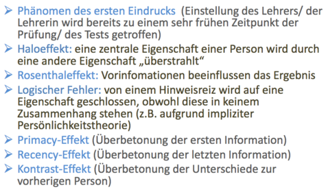 Mögliche Fehler in der Urteilsfindung Logischer Fehler? Primacy Effekt? Recency Effekt? Kontrast Effekt?