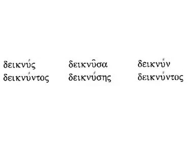 Present Active Participle for δείκνυμι