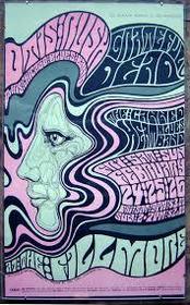 1967 - Concert Poster Wes Wilson - USA Calligraphic/elastic typography derived from Art Nouveau. Blurred distinction between text, illust...