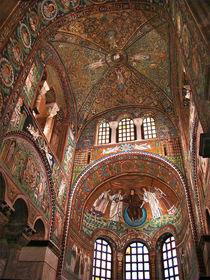 San Vitale Ravenna, Italy. Early Byzantine Europe. c. 526 - 547 C.E. Brick, marble, and stone veneer; mosaic