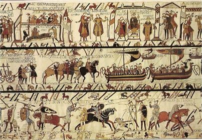 Bayeux Tapestry Romanesque Europe (English or Norman) c. 1066 - 1080 C.E. Embroidery on linen.