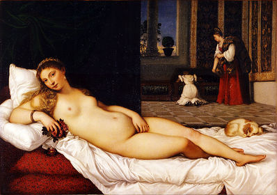 "Venus of Urbino" Titian. c. 1538 C.E. Oil on canvas.