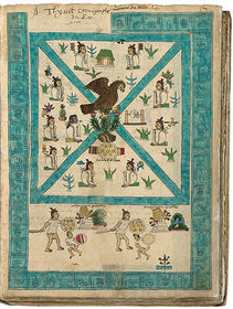 Frontispiece of the Codex Mendoza Viceroyalty of New Spain. c. 1541-1542 C.E. Ink and color on paper.