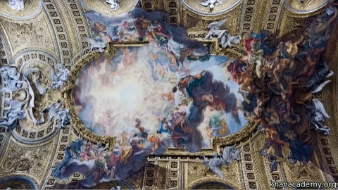 Il Gesu, including "Triumph of the Name of Jesus" ceiling fresco Rome, Italy. Giacomo da Vignola, plan (architect); Giacomo della Porta, ...