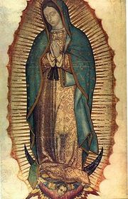"The Virgin of Guadalupe (Virgen de Guadalupe)" Miguel Gonzalez. c. 1698 C.E. Based on original Virgin of Guadalupe. Basilica of Guadalup...