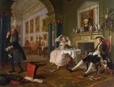 "The Tete a Tete" from "Marriage a la Mode" William Hogarth. c. 1743 C.E. Oil on canvas.