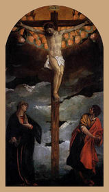 Paolo Veronese "Cristo Crucificado", 1581. Iglesia de San Lazzaro dei Mendicanti. Venezia. -Espacio apocalíptico, rompimiento de cielo si...
