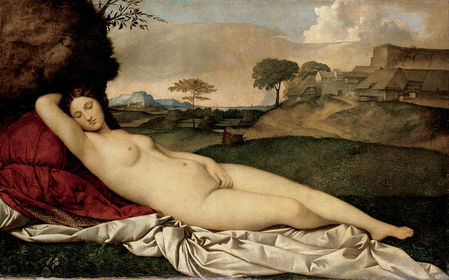 Giorgione y Tiziano Vecellio, "Venus dormida". Hacia 1509. Dresde, Gemäldegalerie. -Recordar siempre "El sueño de Polifilo" de Francesco ...
