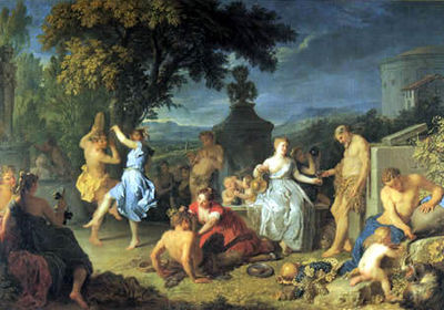 Michel-Ange Houasse, Bacanal. 1719, Madrid, Museo Nacional del Prado. -Inspirada en "La Bacanal de los Andrios" pero mucho menos sensual ...
