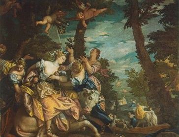 Paolo Veronese, "El rapto de Europa". Hacia 1580. Venecia, Palazzo Ducale. -Actitudes y atuendos contemporáneos, para decorar la sala del...
