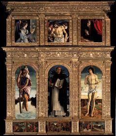 Giovanni Bellini "Políptico de san Vicente Ferrer" (1460-1465) Venecia, Santi Giovanni e Paolo. -Imagen que muestra la evolución de las "...