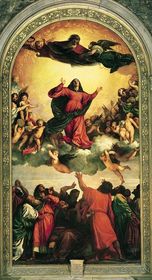Tiziano Vecellio "Asunción de la Virgen" (1516-1518) Venecia, Santa María Gloriosa dei Frari. -El hieratismo y recogimiento es abandonado...