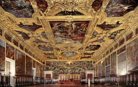 Sala del Maggior Consiglio, Venecia, Palazzo Ducale. -El telero fue el soporte elegido para la decoración del Palacio Ducal, sus ciclos d...