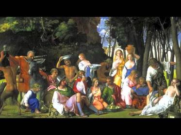 Giovanni Bellini y Tiziano Vecellio "Festín de los Dioses", (1514-1529) Washington, National Gallery of Art. -Imagen relacionada con la p...