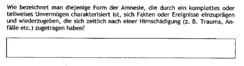anterograde Anmesie