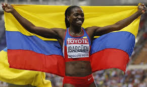 The Colombian Caterine Ibarguen won gold in the triple jump at the Olympic Games Rio 2016