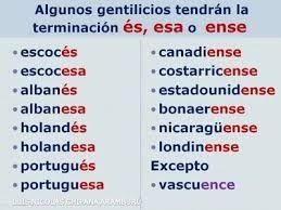 -Gentilicio: Expresa el origen geográfico o racial.