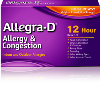 Brand name: Allegra-D Generic name: Fexofenadine and pseudoephedrine