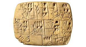 1st writing system developed by the Sumerians; "wedge-shape writing"