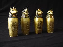 Containers used to hold the internal organs ( kungs, stomach, intestines, liver) of the deceased that was going to be mummified; the jars...