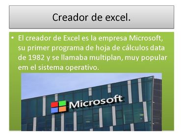 Presenta el creador de la empresa microsoft que creo el programa excel, en 1982.