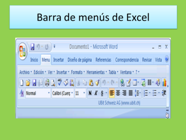 Algunas de las barras de funciónes de Excel.