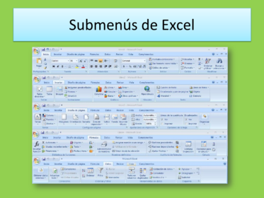 Todos los submenus de Excel.