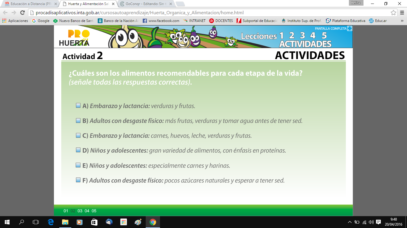 Huerta y Alimentacion Saludable (Tecnología y Fco.Química) Nivel 2