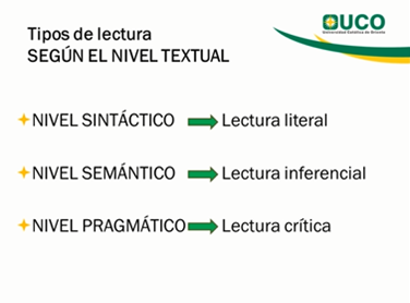 clases de los niveles de lectura, para cada uno de los estilos de aprendizaje.