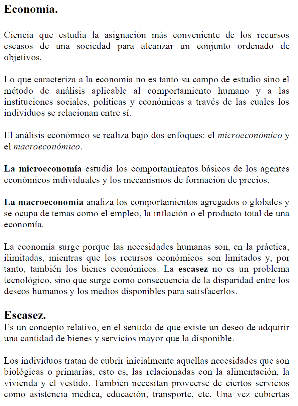 Economía: Concepto, método e instrumentos