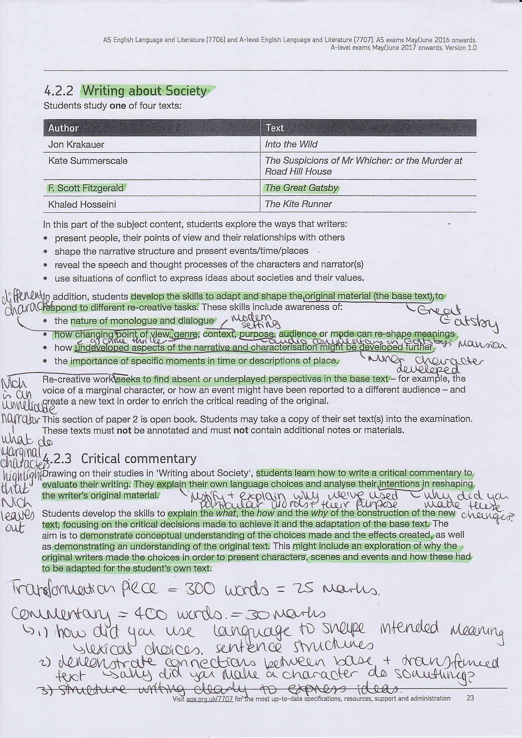 AQA English Language and Literature A-Level Paper 2