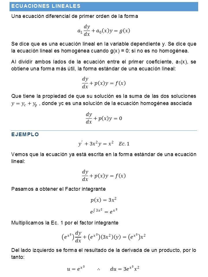 Encuadre de conocimientos Ecuaciones Diferenciales