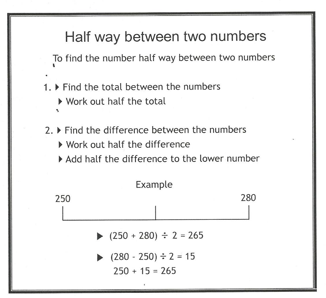 Middle Between Two Numbers Half way between two numbers | Apunte