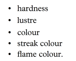 Main properties of minerals