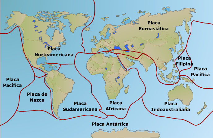 Sitúa las principales placas: -Placa Norteamericana -Placa Euroasiática -Placa de Nazca -Placa Pacífica -Placa Sudamericana -Placa Africa...