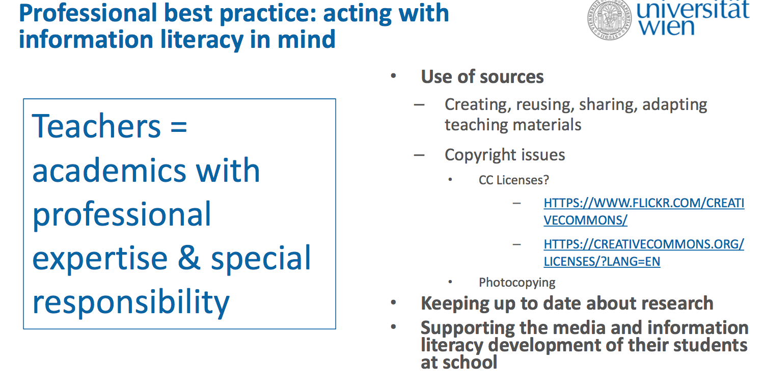 Professional best practice: acting with information literacy in mind teachers=? 3 things to keep in mind