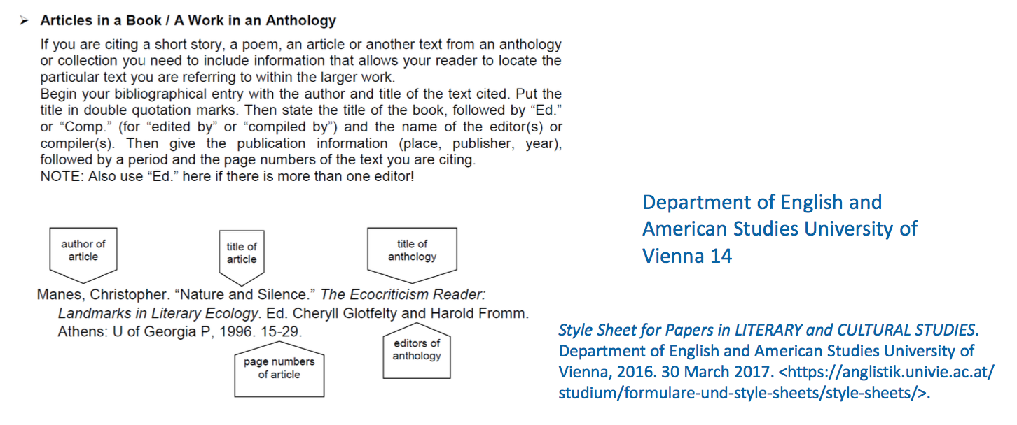 Example literature style sheet Articles in a book