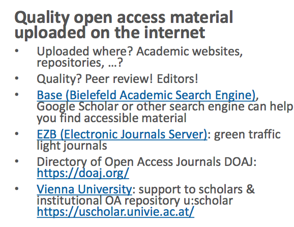 Finding OA scholarly material
