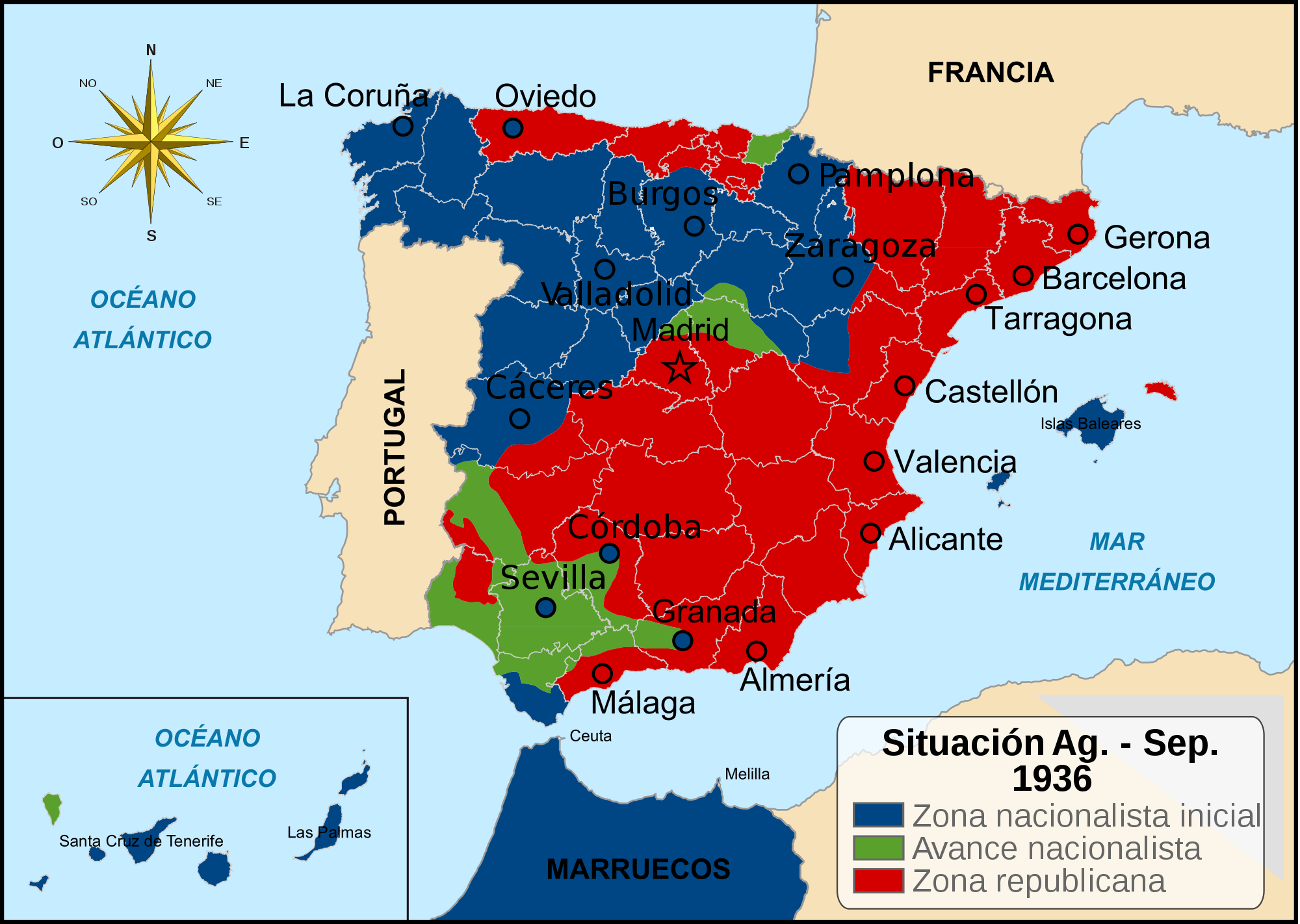 4.- ¿Cuál era la posición inicial de ambos bandos en territorios, recursos y bases sociales?