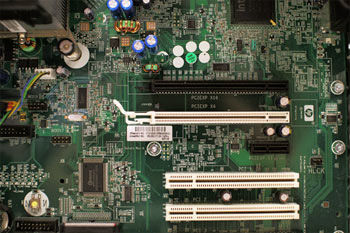 MotherBoard its the computers main circuit board. this holds all the CPU, memory connectors etc.