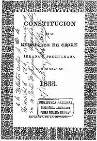 Constitución de 1833: Establecía una República Presidencial donde el poder supremo lo tenía un Presidente elegido por un colegio electora...