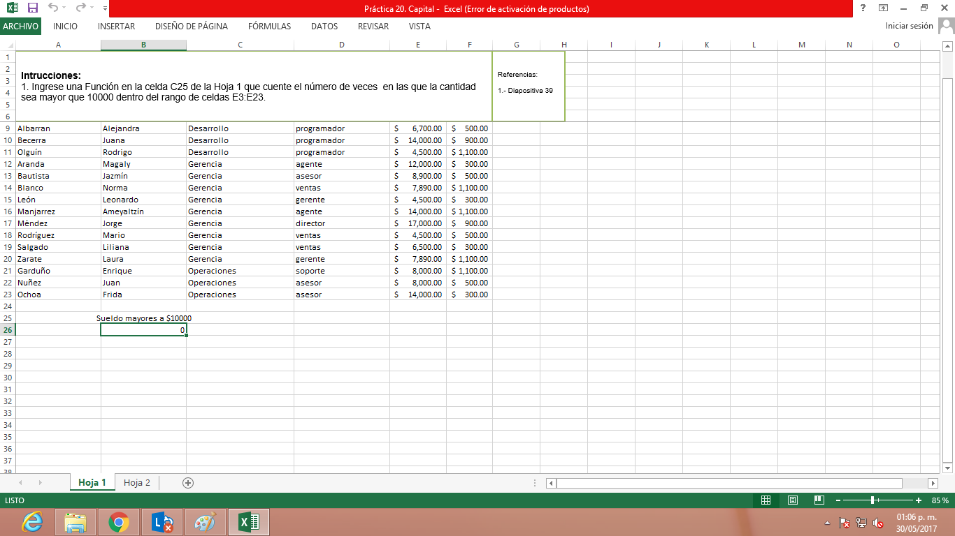 diapositivas excel