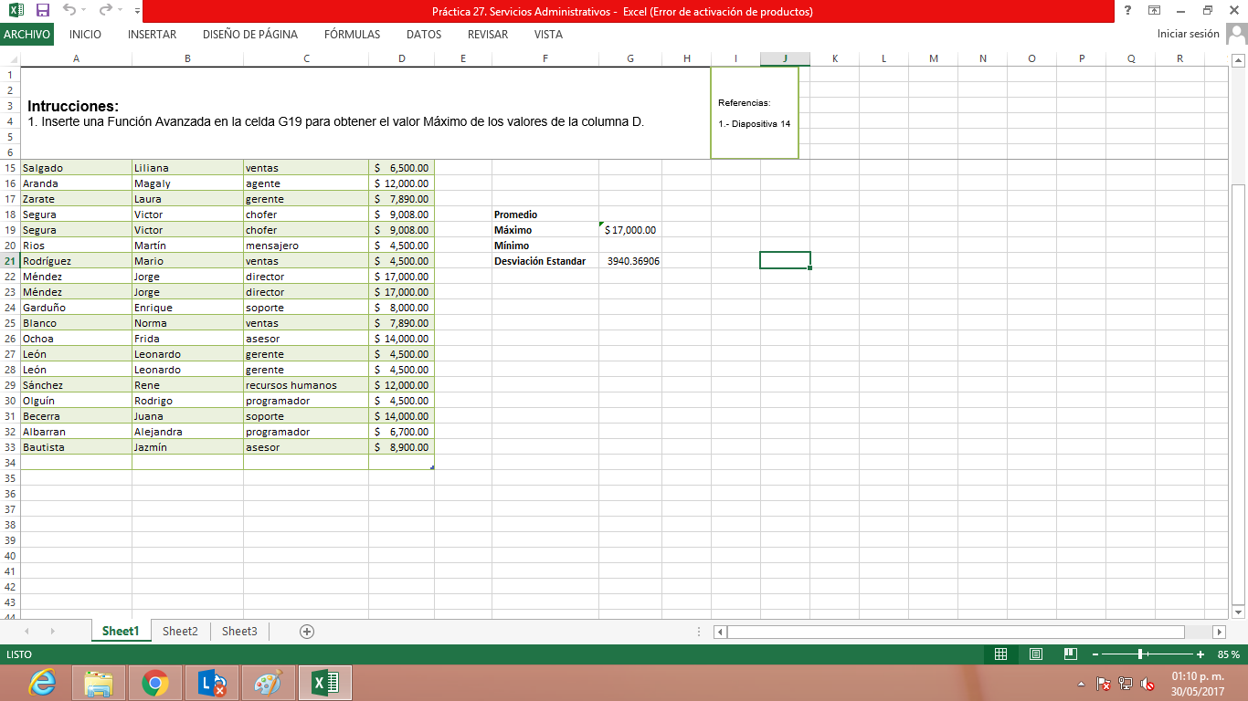 diapositivas excel