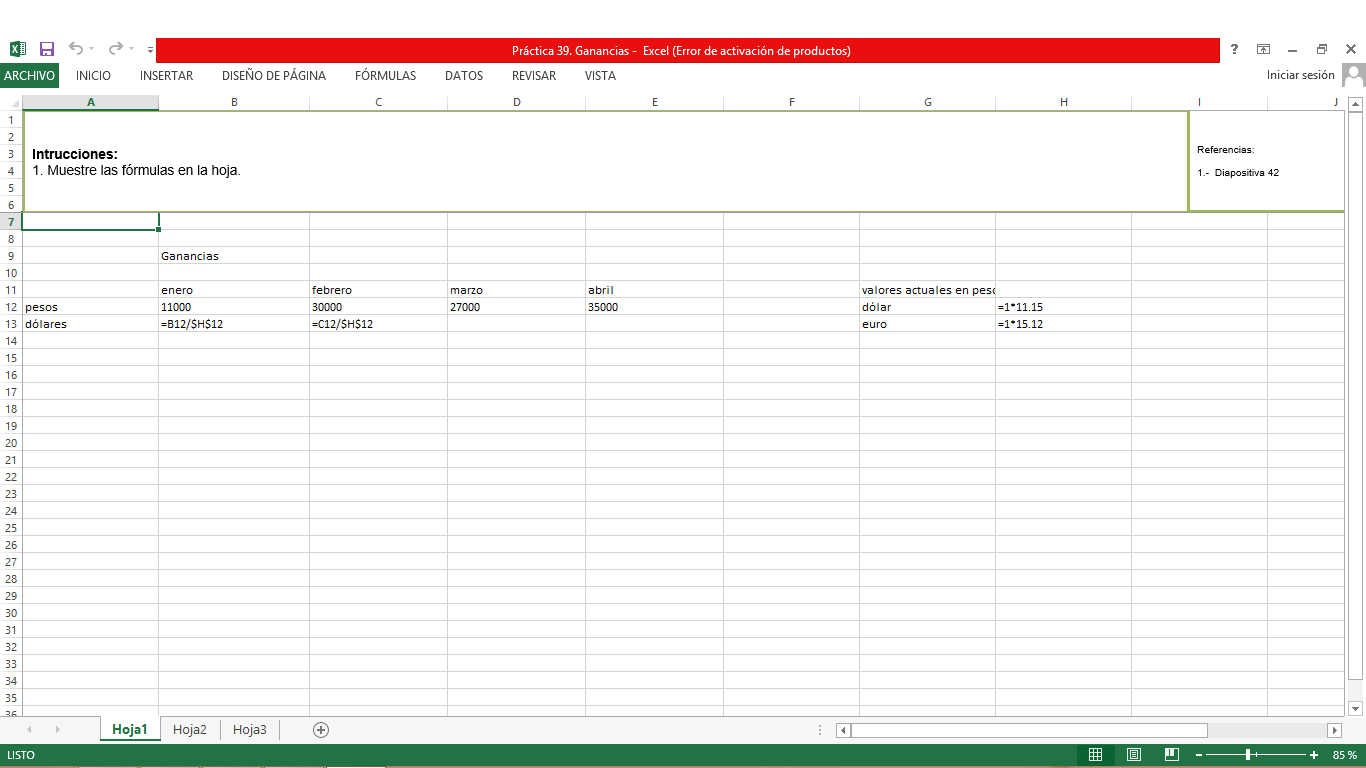 diapositivas excel