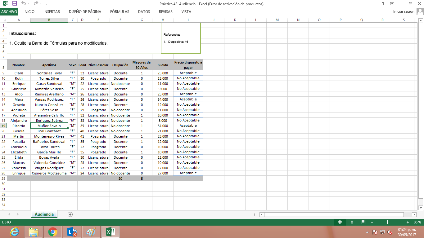 diapositivas excel
