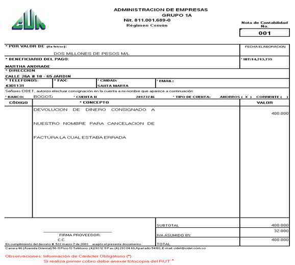 NOTA DE CONTABILIDAD