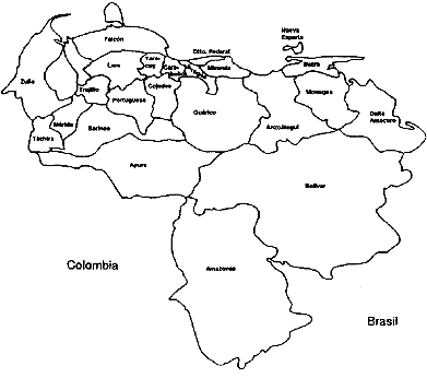 Colorear en un mapa político de Venezuela las principales regiones productoras de piña
