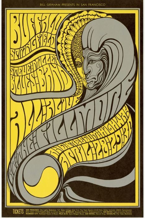 Wes Wilson, Buffalo Springfield at the Filmore, 1967, Poster