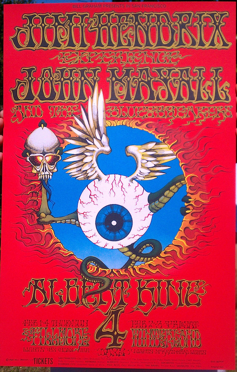 Rick Griffin, Jimi Hendrix at the Filmore, 1968, Poster