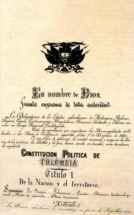 5 de Agosto 1886 Constitución política de 1886